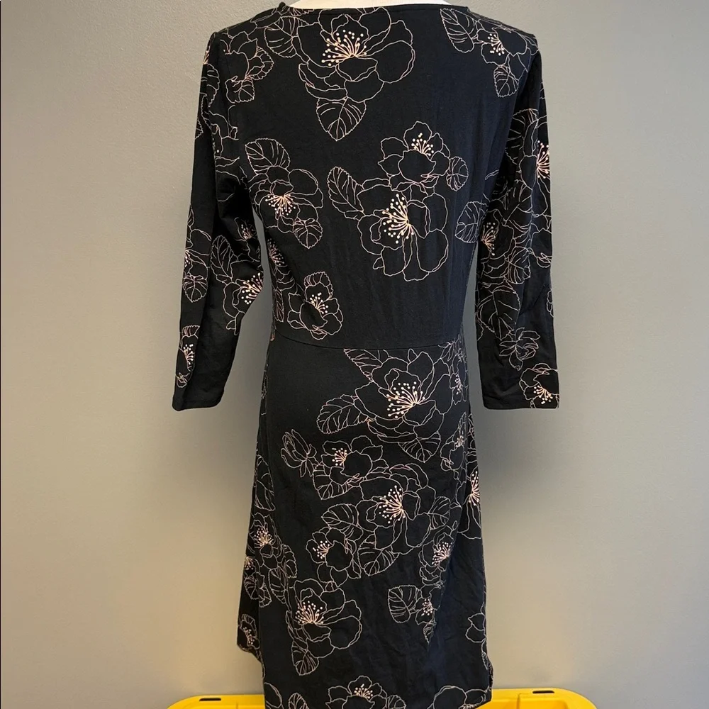 Lands’ End Floral Fit & Flare Dress Size S Cotton Stretch Pockets - Picture 4 of 5